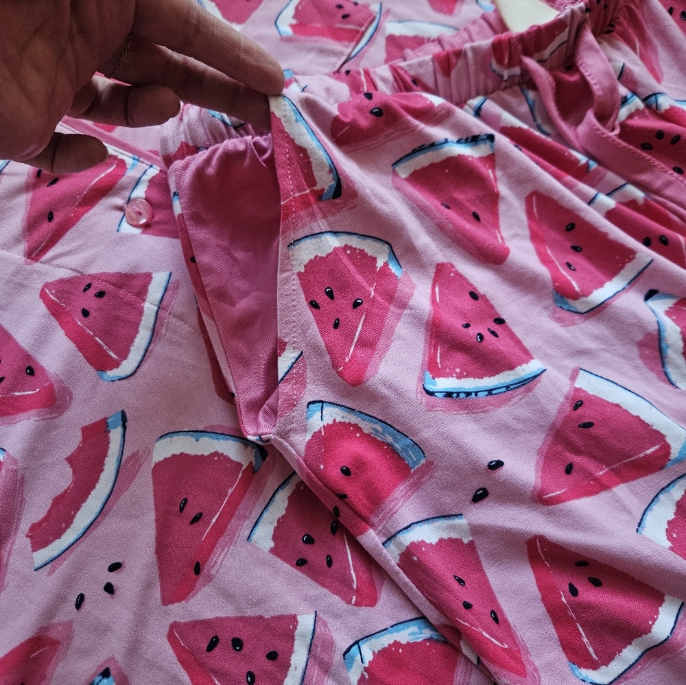 Ladies Watermelon 2-piece Capri Pajama Set - Picture 3 of 7